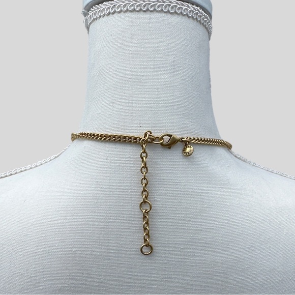 J Crew Factory Gold Tone and Green Statement Bib Necklace - Picture 3 of 16